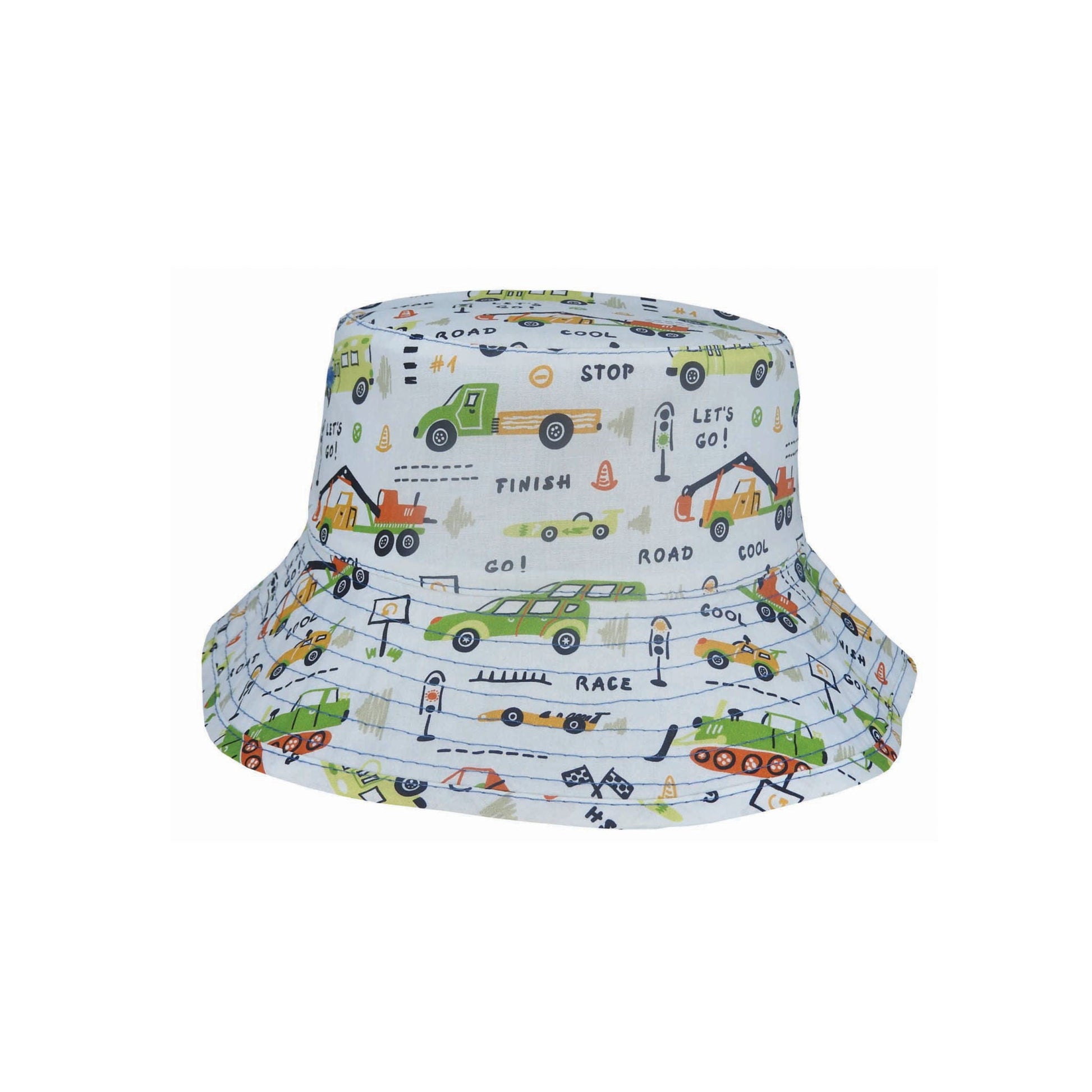 Andy Reversible Cotton Bucket Hat with Automobile Print – Toddler - Urban Caps