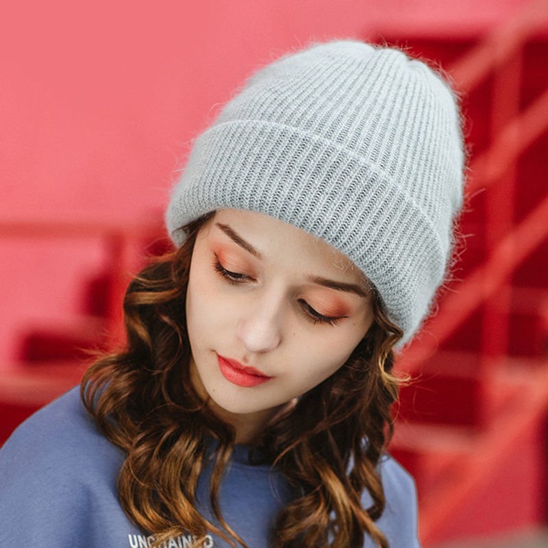 Angora Rabbit Fur Beanie – Ultra - Soft Knitted Wool Hat for Winter - Urban Caps