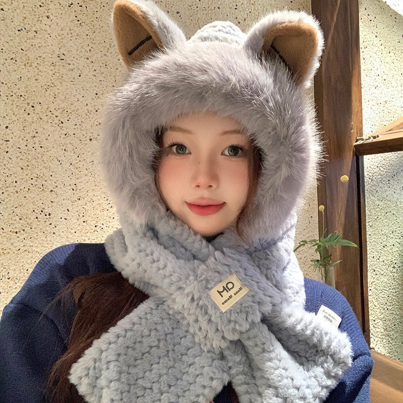 Autumn And Winter Cute Furry Fox Ear Hat - Urban Caps