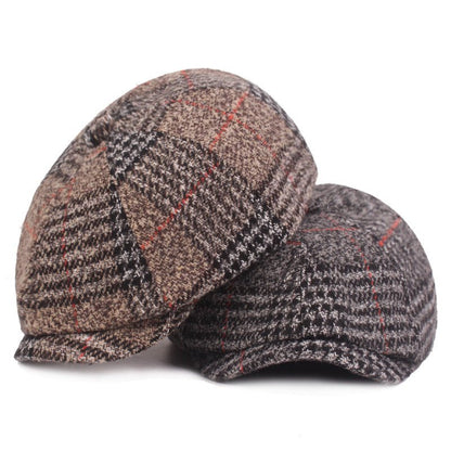 Autumn And Winter Thickened Beret Men's Plaid Cap - Urban Caps