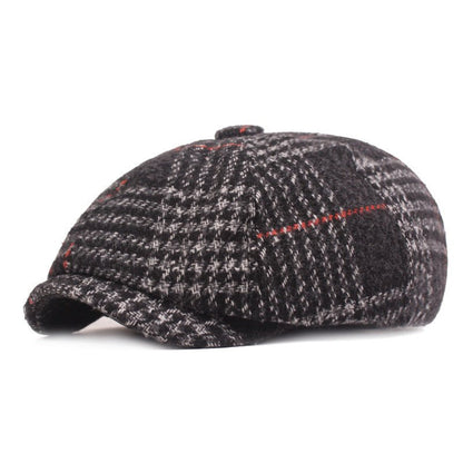 Autumn And Winter Thickened Beret Men's Plaid Cap - Urban Caps