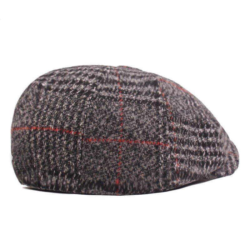 Autumn And Winter Thickened Beret Men's Plaid Cap - Urban Caps