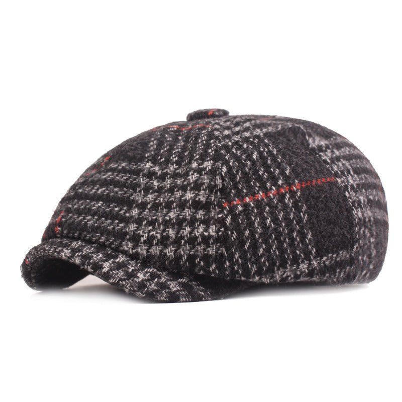 Autumn And Winter Thickened Beret Men's Plaid Cap - Urban Caps