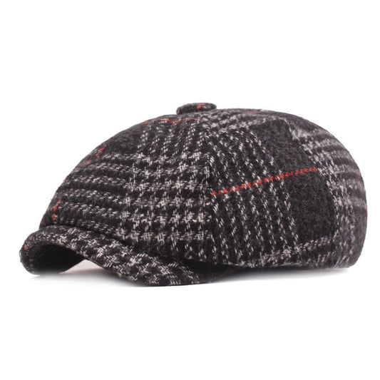 Autumn And Winter Thickened Beret Men's Plaid Cap - Urban Caps