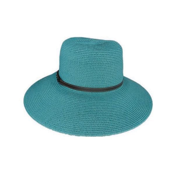 Avenel Oatlands Toyo Braid Wide Brim Hat with Faux Leather Band – UPF 50+ Sun Protection - Urban Caps