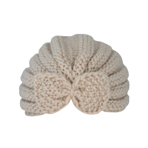 Avenel Peaches Infant Knit Turban Beanie with Bow – Acrylic Pull - On Hat - Urban Caps