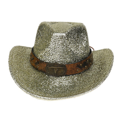Glitter Cowboy Hat Halloween Black Gold Silver EVA Composite Cow Head Accessories - Urban Caps 