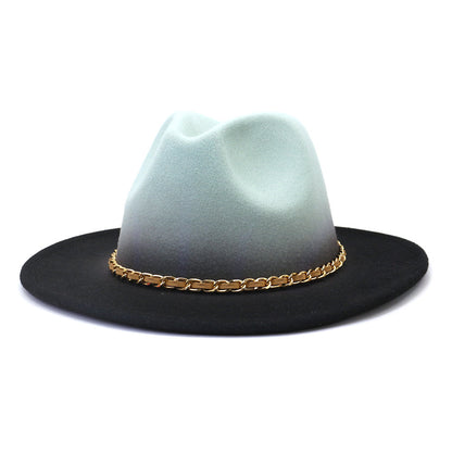 Painted Woolen Fedora British Ladies Broad-brimmed Hat - Urban Caps 