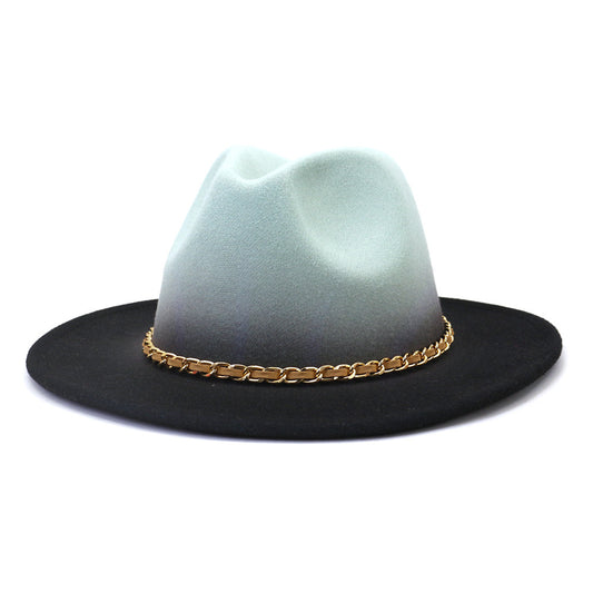 Painted Woolen Fedora British Ladies Broad-brimmed Hat - Urban Caps 