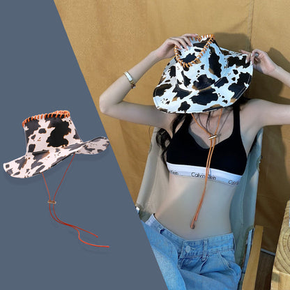 Women's Leather Retro Western Cowboy Hat - Urban Caps 
