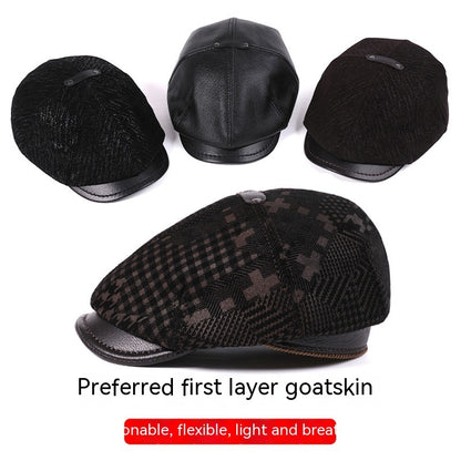 Men’s Genuine Leather Newsboy Cap – Goat Skin Octagonal Beret | Warm & Stylish - Urban Caps 