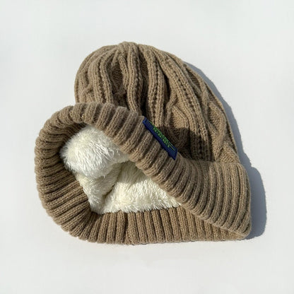 Woolen Cap Female Fleece Lined Padded Warm Keeping Knitted Hat - Urban Caps 