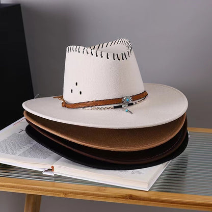 Western Cowboy Hat Men's And Women's Gem Chain Fedora Hat - Urban Caps 