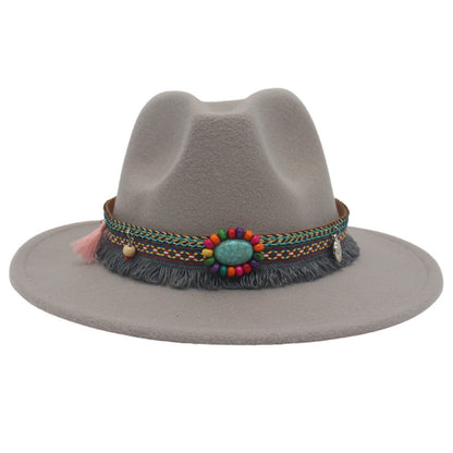 Ethnic Style Western Cowboy Hat Gem Accessories Tibetan Top Hat - Urban Caps 