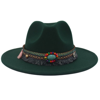 Ethnic Style Western Cowboy Hat Gem Accessories Tibetan Top Hat - Urban Caps 