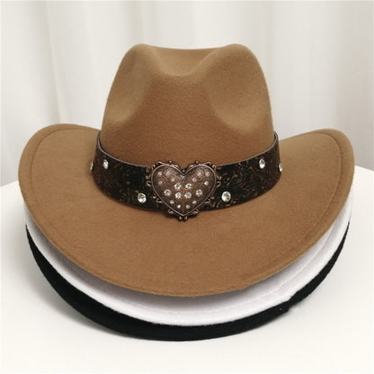 Women's Western Cowboy Hat Love Decorative Chain Top Hat - Urban Caps 