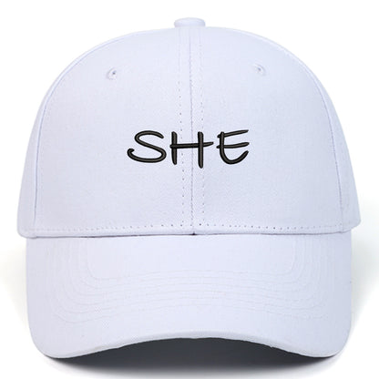 HE SHE Letter Embroidered Sun Hat Fashion Outdoor - Urban Caps 