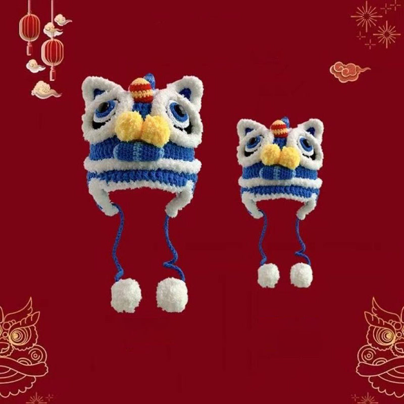 Hand-woven Parent-child Star Lion Autumn And Winter Warm Wool Hat Material Pack - Urban Caps 