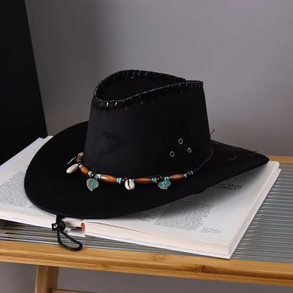 Western Cowboy Hat Men's And Women's Gem Chain Fedora Hat - Urban Caps 