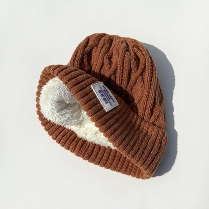 Woolen Cap Female Fleece Lined Padded Warm Keeping Knitted Hat - Urban Caps 