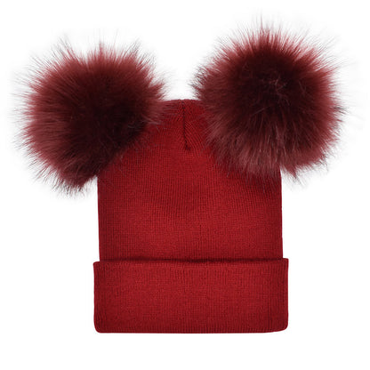 Fashion Women's Double Wool Ball Knitted Woolen Hat - Urban Caps 
