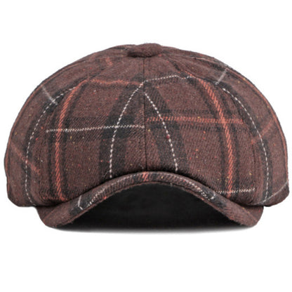 Men's Warm British Vintage Octagonal Hat Plaid Casual - Urban Caps 