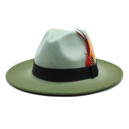 Women's Woolen Gradient Feather Hat - Urban Caps 