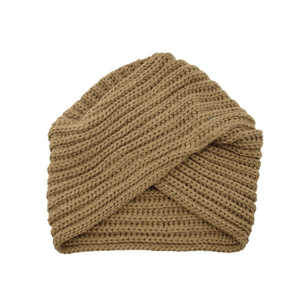 Fashion Woolen Knit Hat With Crossover Pullover - Urban Caps 