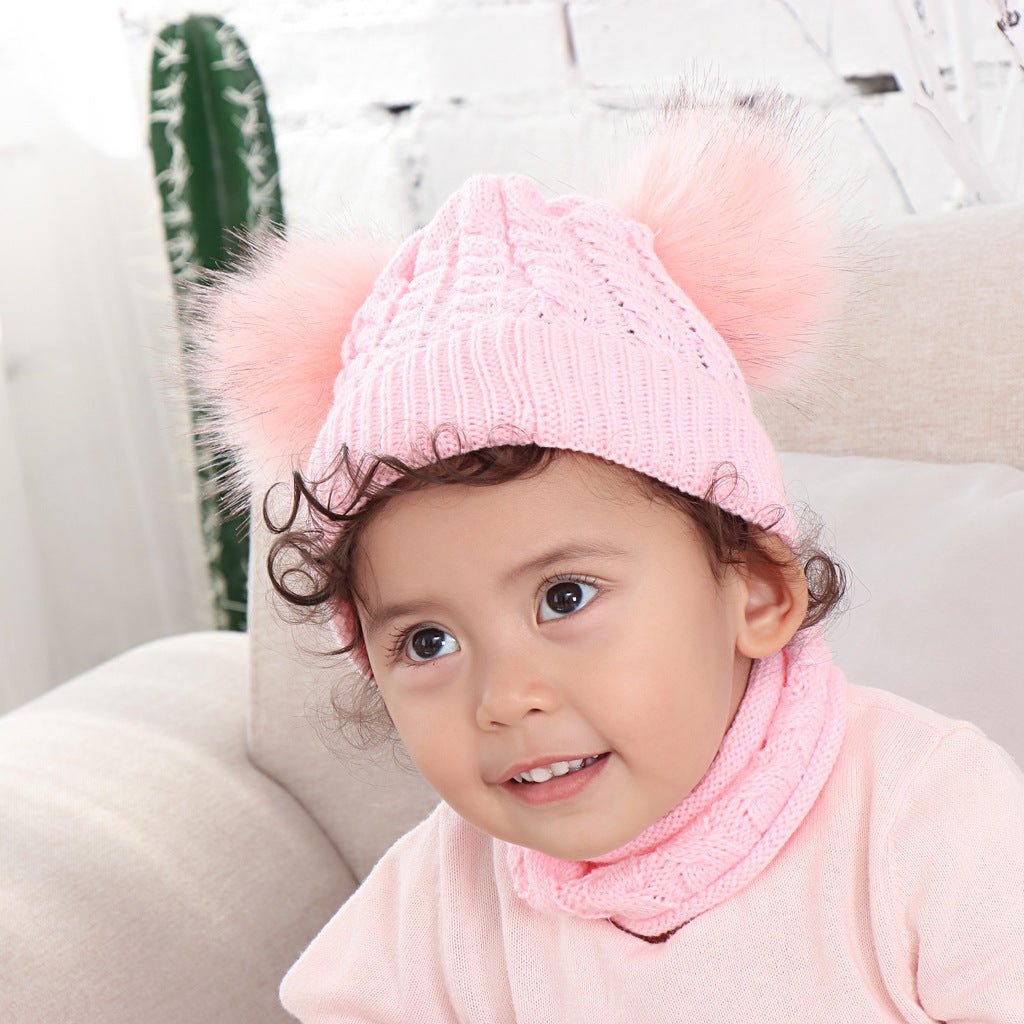 Baby Winter Set – Double Pom Knit Beanie & Matching Scarf for Toddlers - Urban Caps