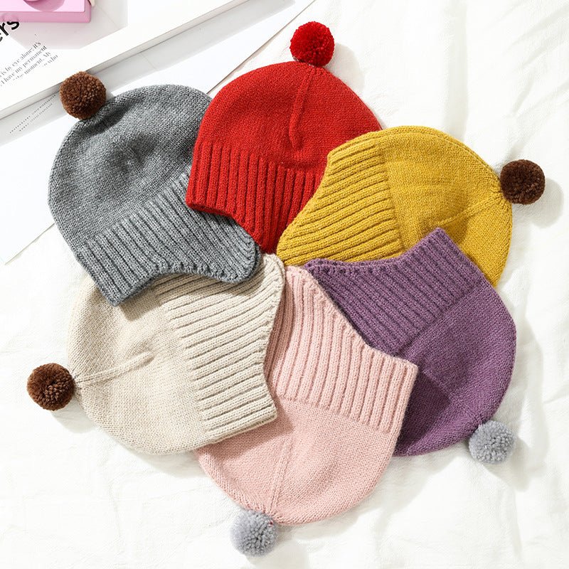 Baby Woolen Beanie with Ear Protection – Soft Knit Hat with Fluffy Pom for Boys & Girls - Urban Caps