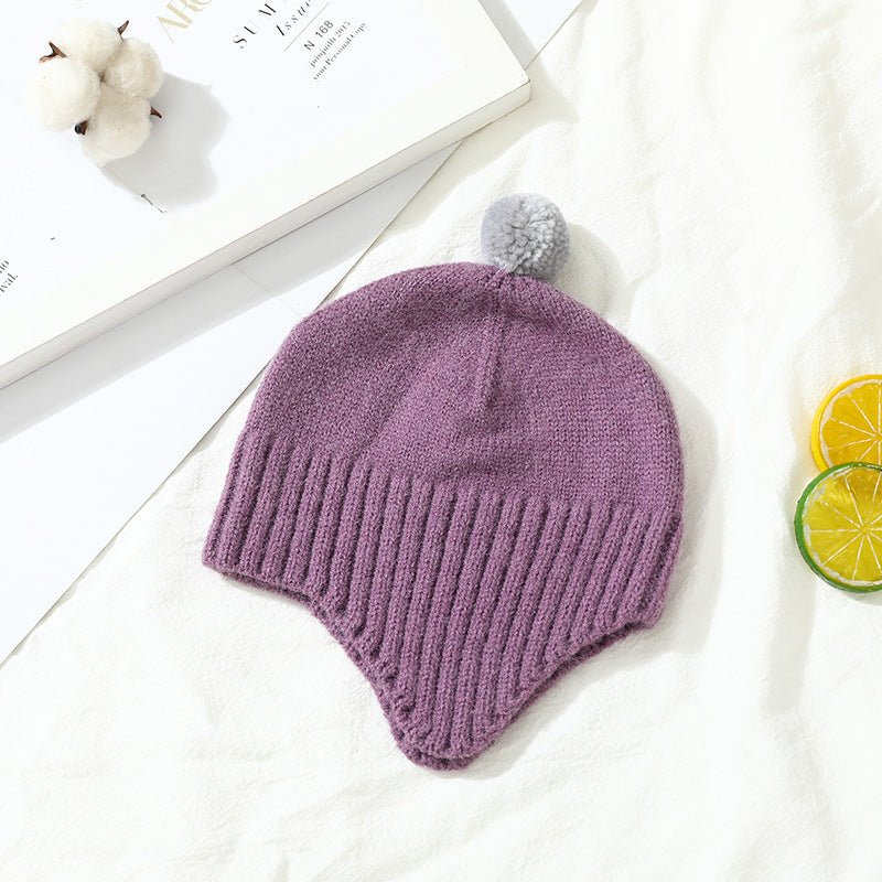 Baby Woolen Beanie with Ear Protection – Soft Knit Hat with Fluffy Pom for Boys & Girls - Urban Caps