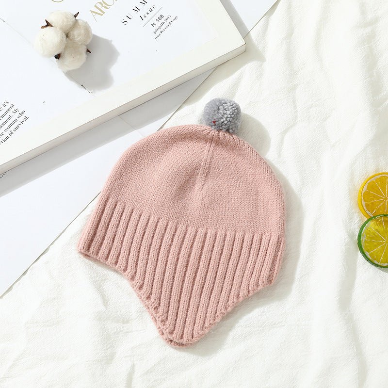 Baby Woolen Beanie with Ear Protection – Soft Knit Hat with Fluffy Pom for Boys & Girls - Urban Caps