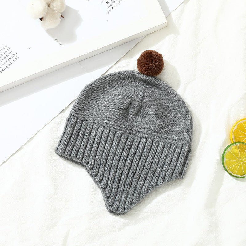 Baby Woolen Beanie with Ear Protection – Soft Knit Hat with Fluffy Pom for Boys & Girls - Urban Caps