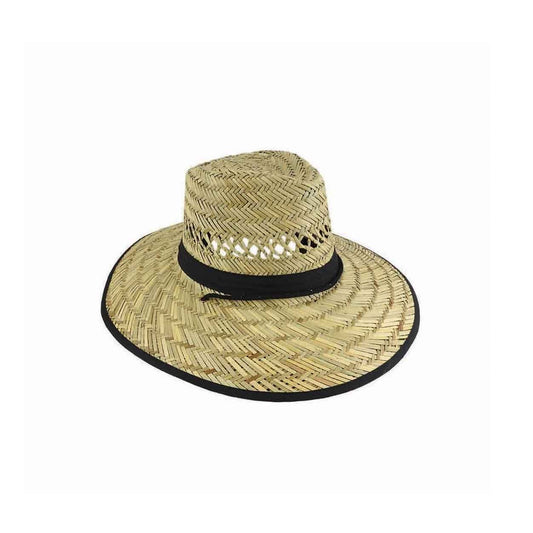 Bailey Cotton Trim Harvester Hat with Chin Tie and Toggle – Natural Straw Sun Hat - Urban Caps