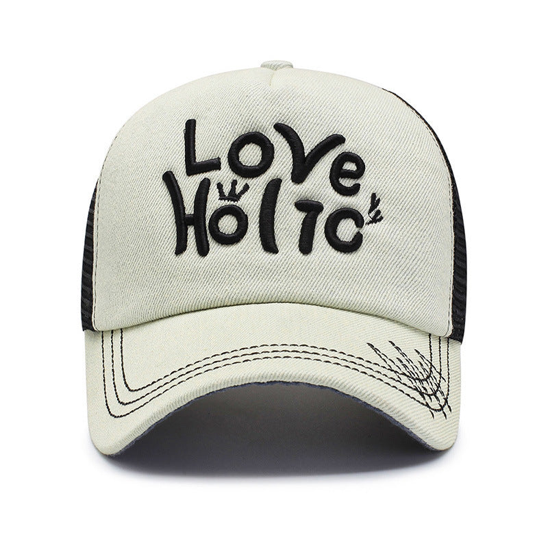 Spring And Summer Fashion Embroidery Alphabet Peaked Cap Outdoor Travel - Urban Caps 
