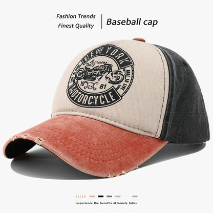 Men's Retro Alphabet Motorcycle Printed Peaked Cap - Urban Caps 