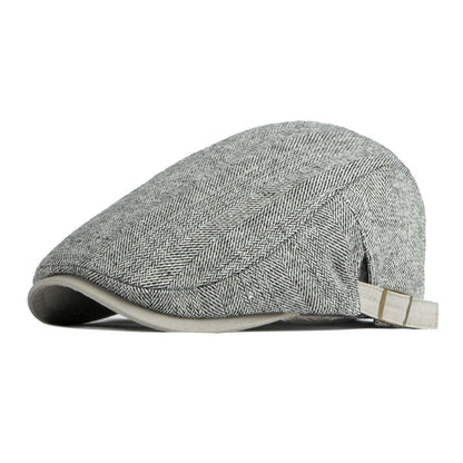 Unisex Retro Stripe Beret – Cotton Adjustable Cap | Literary Minimalist Style - Urban Caps 
