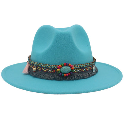 Ethnic Style Western Cowboy Hat Gem Accessories Tibetan Top Hat - Urban Caps 