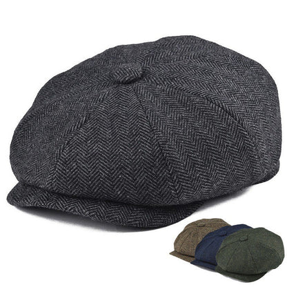 Vintage Wool Twill Newsboy Cap – Classic 8-Panel Style | Flexible Fit - Urban Caps 