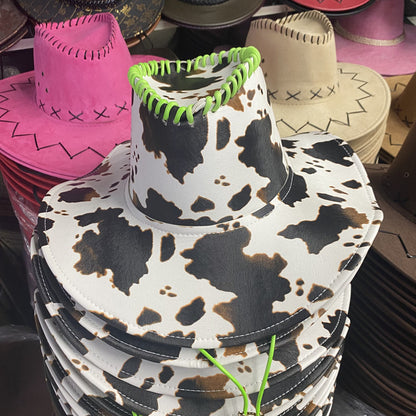 Women's Leather Retro Western Cowboy Hat - Urban Caps 