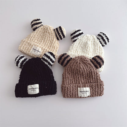 Ear Style Children's Stripes Knitted Hat Warm - Urban Caps 