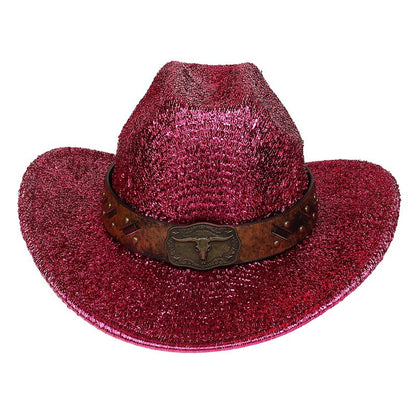 Glitter Cowboy Hat Halloween Black Gold Silver EVA Composite Cow Head Accessories - Urban Caps 