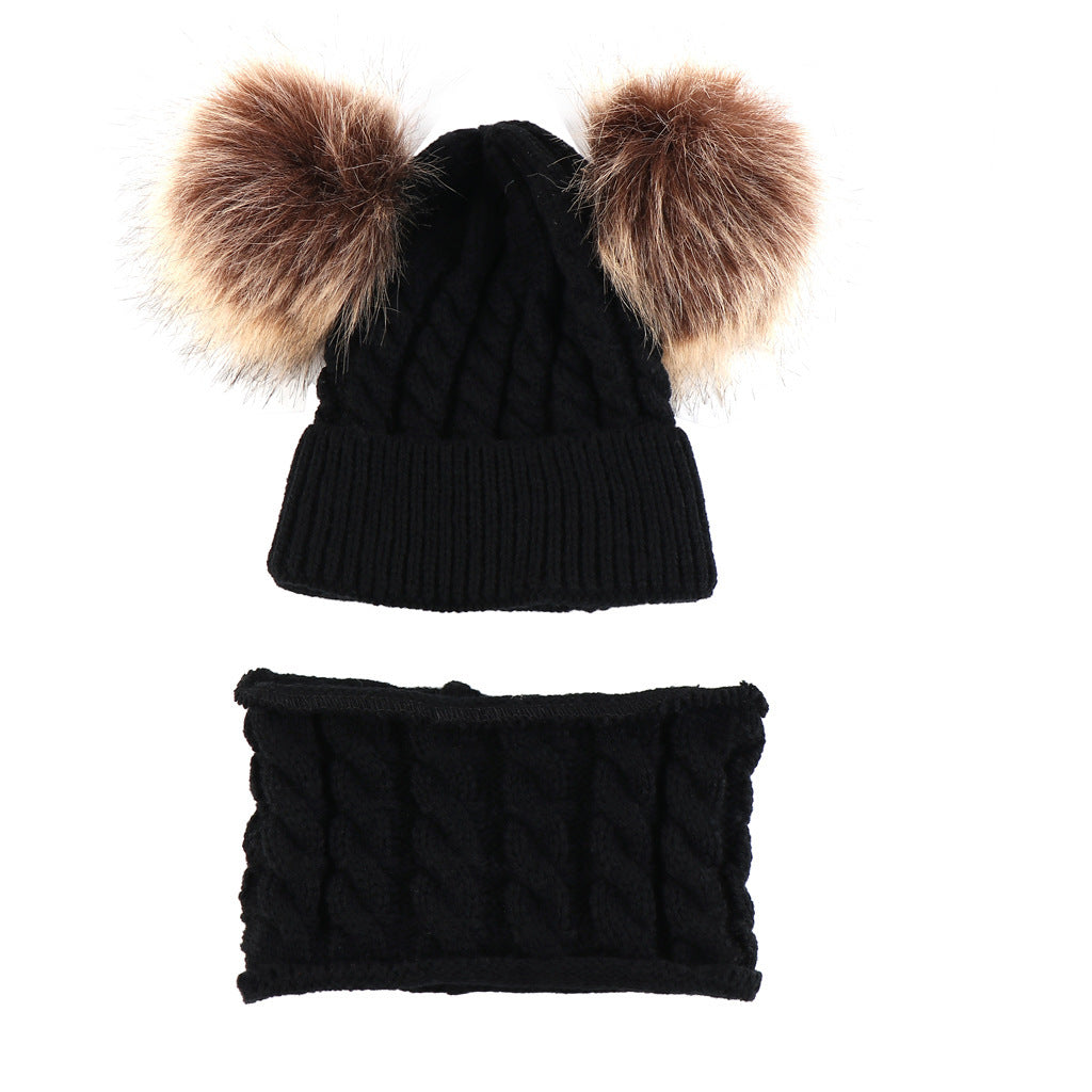 Baby Double Ball Woolen Hat Scarf Set - Urban Caps 