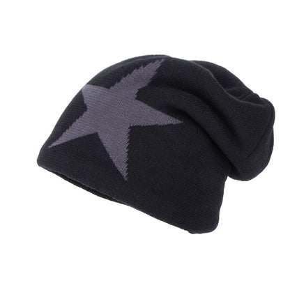 Fleece-lined Warm Big Five-pointed Star Knitted Woolen Hat - Urban Caps 
