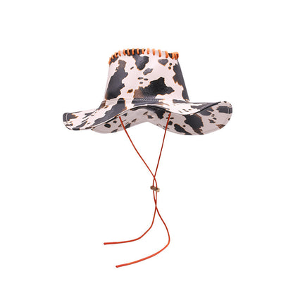 Women's Leather Retro Western Cowboy Hat - Urban Caps 