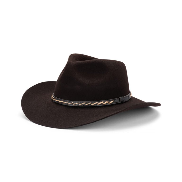 Boone Australian Wool Felt Outback Hat with Wide Brim and Hat Band - Urban Caps
