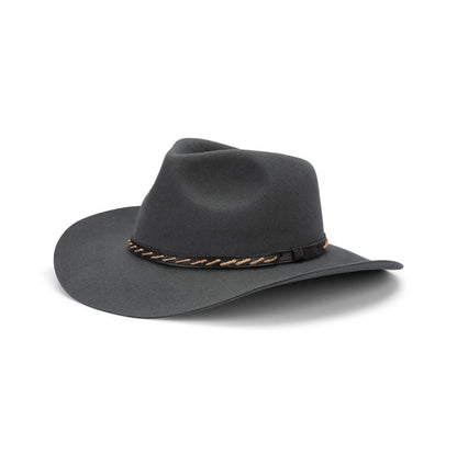 Boone Australian Wool Felt Outback Hat with Wide Brim and Hat Band - Urban Caps