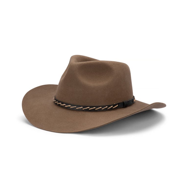 Boone Australian Wool Felt Outback Hat with Wide Brim and Hat Band - Urban Caps