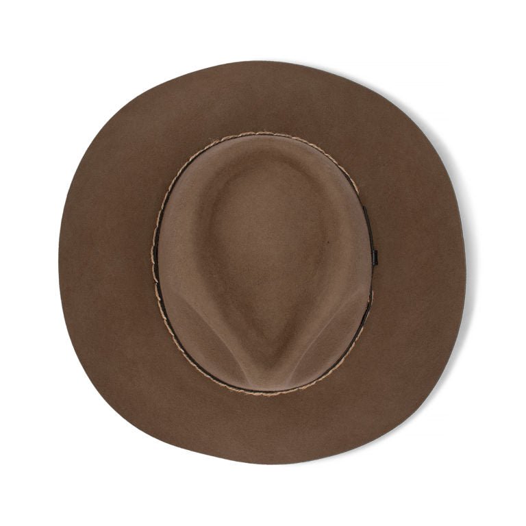 Boone Australian Wool Felt Outback Hat with Wide Brim and Hat Band - Urban Caps