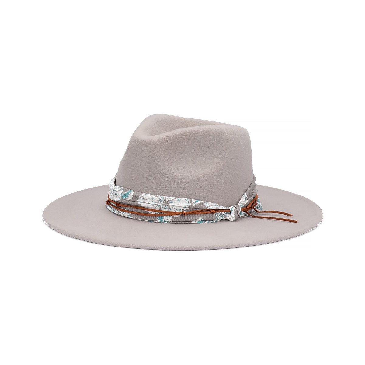 Briar Women's Australian Wool Felt Wide Brim Fedora Hat with Floral Band - Urban Caps